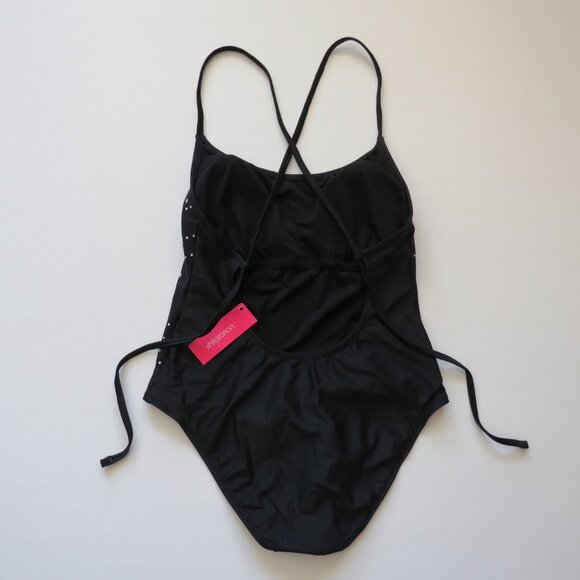 Xhilaration Black Silver Studs Women’s One Piece Sleeveless Swimsuit L - Picture 3 of 12